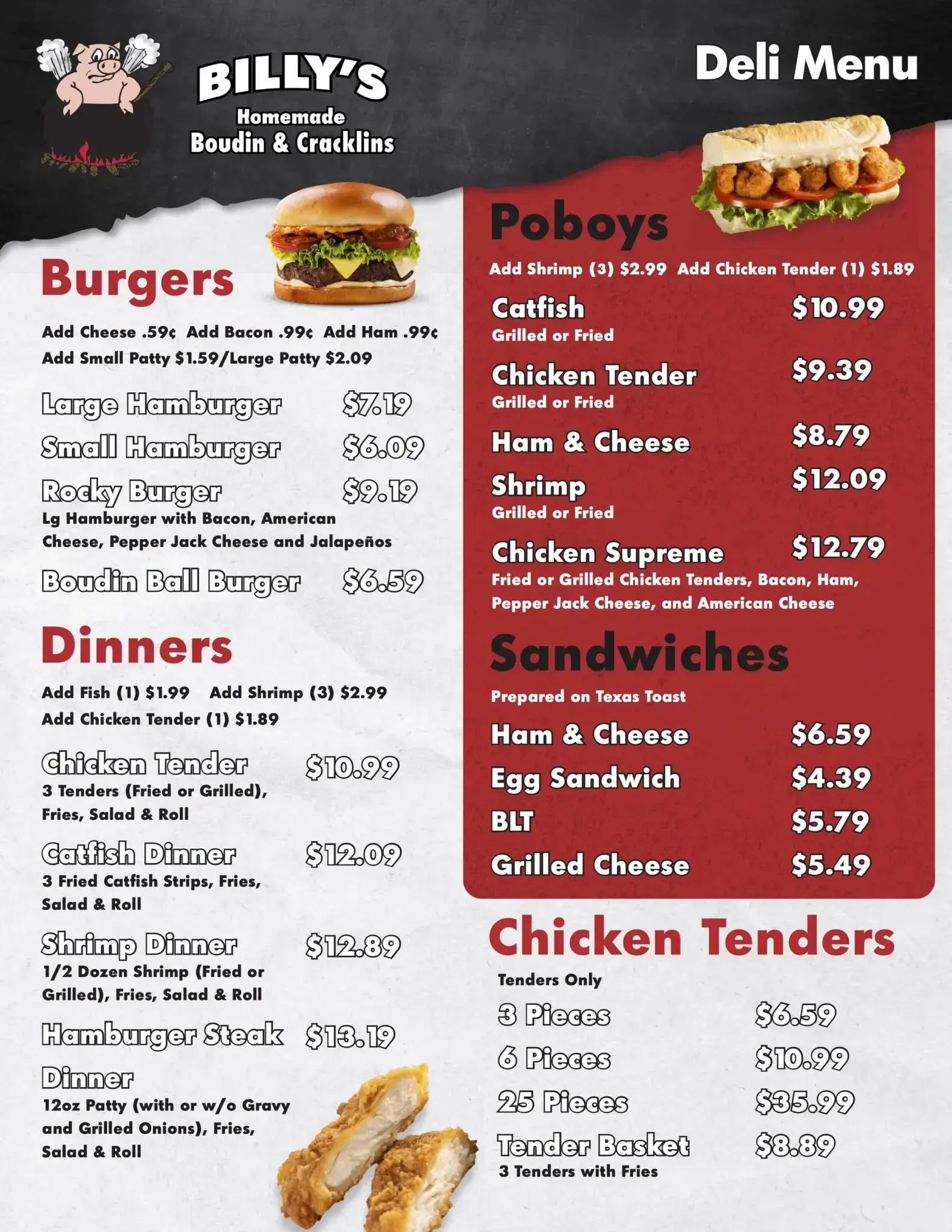 Billys Boudin Deli Menu 5 27 26