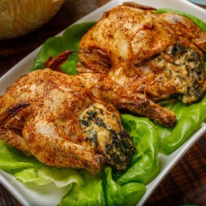 Cornish Hens Stuffed With Spinach Pepperjack